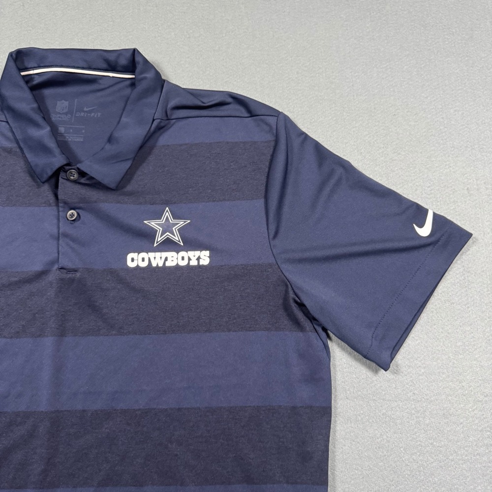Nike Dallas Cowboys Polo Shirt Mens Large Navy Blue Striped NFL Dri-FIT Onfield - Picture 10 of 12